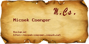 Micsek Csenger névjegykártya